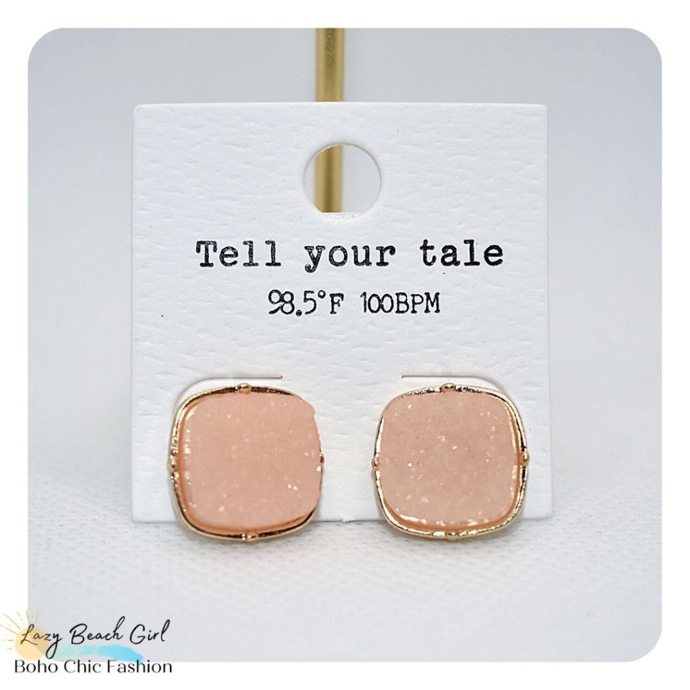 Cute Pink Druzy Earrings